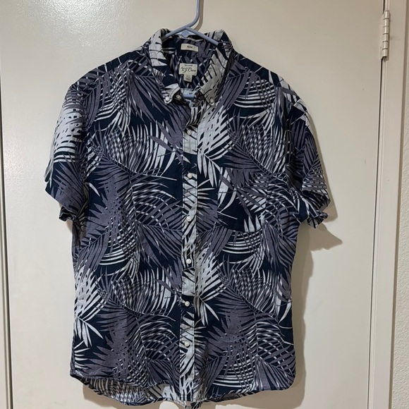 J. Crew Other - J. Crew Men’s Button Down Linen Navy and White Leaf Print Men's Shirt XL